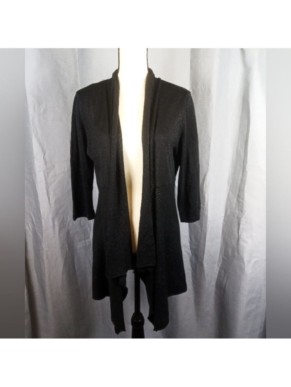New York & Company black and silver open front cardigan, size XL